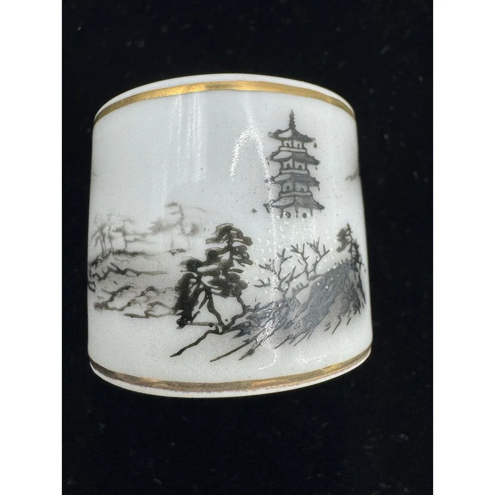 Napkin Ring Fukagawa Arita Hand Painted Napkin‎ Ring Gold Rim Japan Porcelain